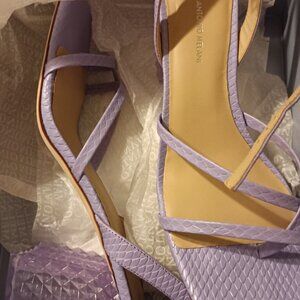 pastel lilac tone snake-skin slingback dressy sandal
